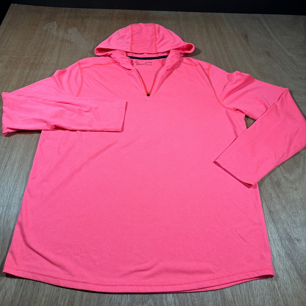 Under Armour Hoodie Women XL Orange Threadborne HeatGear 1/4 Zip Active Pullover